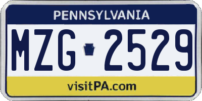 PA license plate MZG2529