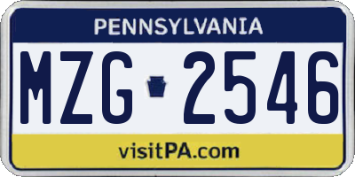 PA license plate MZG2546