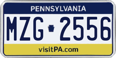 PA license plate MZG2556