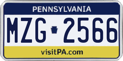 PA license plate MZG2566