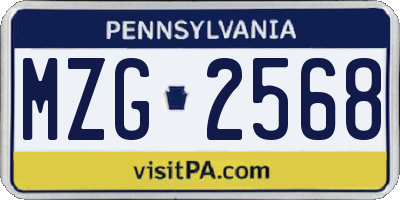 PA license plate MZG2568