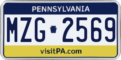 PA license plate MZG2569