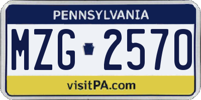 PA license plate MZG2570