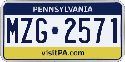 PA license plate MZG2571