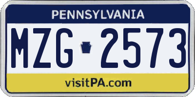 PA license plate MZG2573