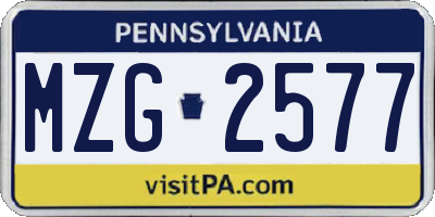 PA license plate MZG2577