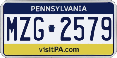 PA license plate MZG2579
