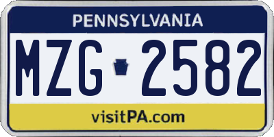 PA license plate MZG2582
