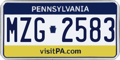 PA license plate MZG2583