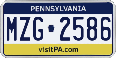 PA license plate MZG2586