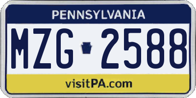 PA license plate MZG2588