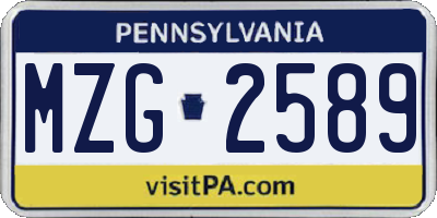 PA license plate MZG2589