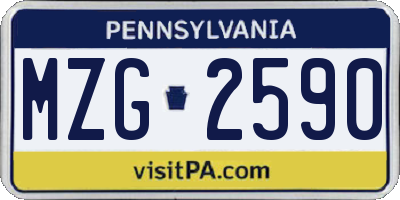 PA license plate MZG2590