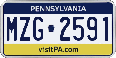 PA license plate MZG2591