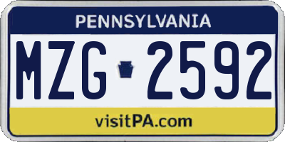 PA license plate MZG2592