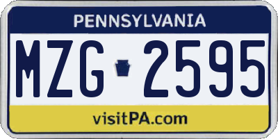 PA license plate MZG2595