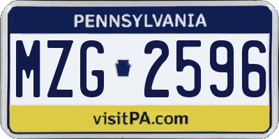 PA license plate MZG2596