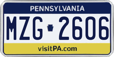 PA license plate MZG2606