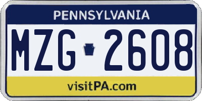 PA license plate MZG2608
