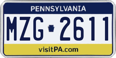 PA license plate MZG2611