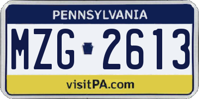 PA license plate MZG2613