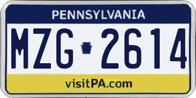 PA license plate MZG2614