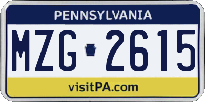 PA license plate MZG2615