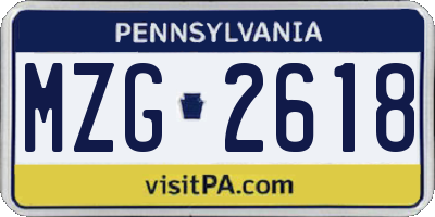PA license plate MZG2618