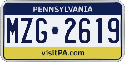 PA license plate MZG2619