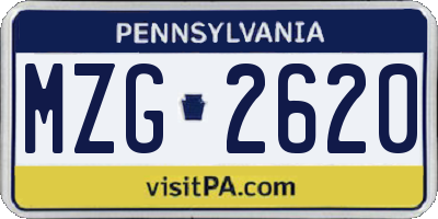 PA license plate MZG2620