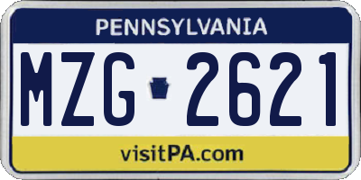 PA license plate MZG2621