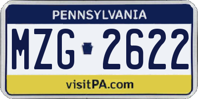 PA license plate MZG2622