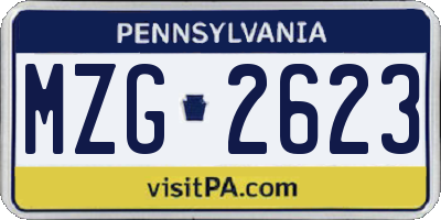 PA license plate MZG2623