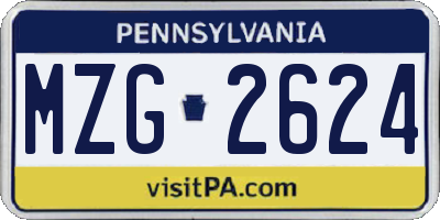PA license plate MZG2624
