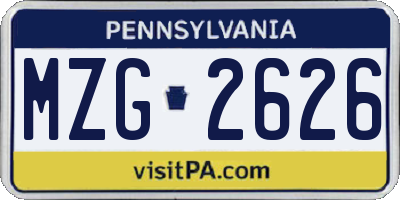 PA license plate MZG2626
