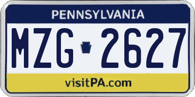 PA license plate MZG2627