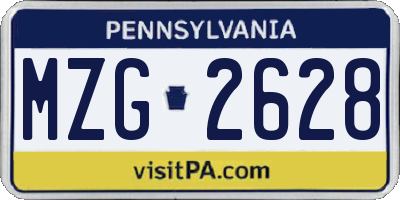 PA license plate MZG2628