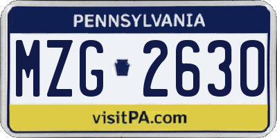 PA license plate MZG2630