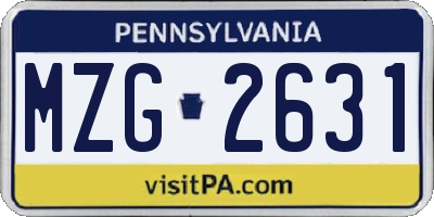 PA license plate MZG2631
