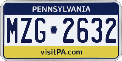 PA license plate MZG2632