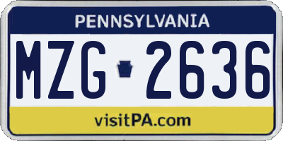PA license plate MZG2636