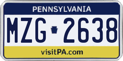 PA license plate MZG2638