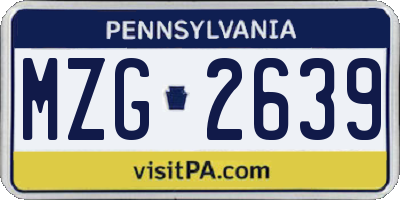 PA license plate MZG2639
