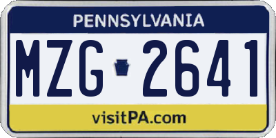 PA license plate MZG2641