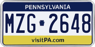 PA license plate MZG2648