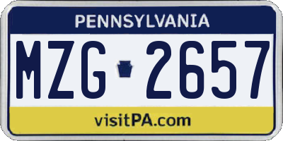PA license plate MZG2657