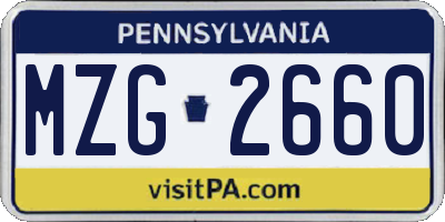 PA license plate MZG2660
