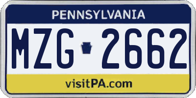 PA license plate MZG2662
