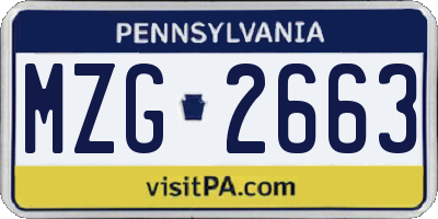 PA license plate MZG2663