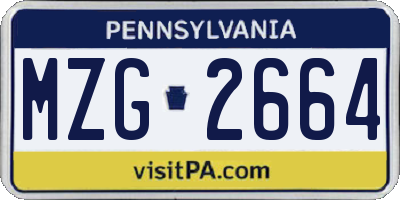 PA license plate MZG2664